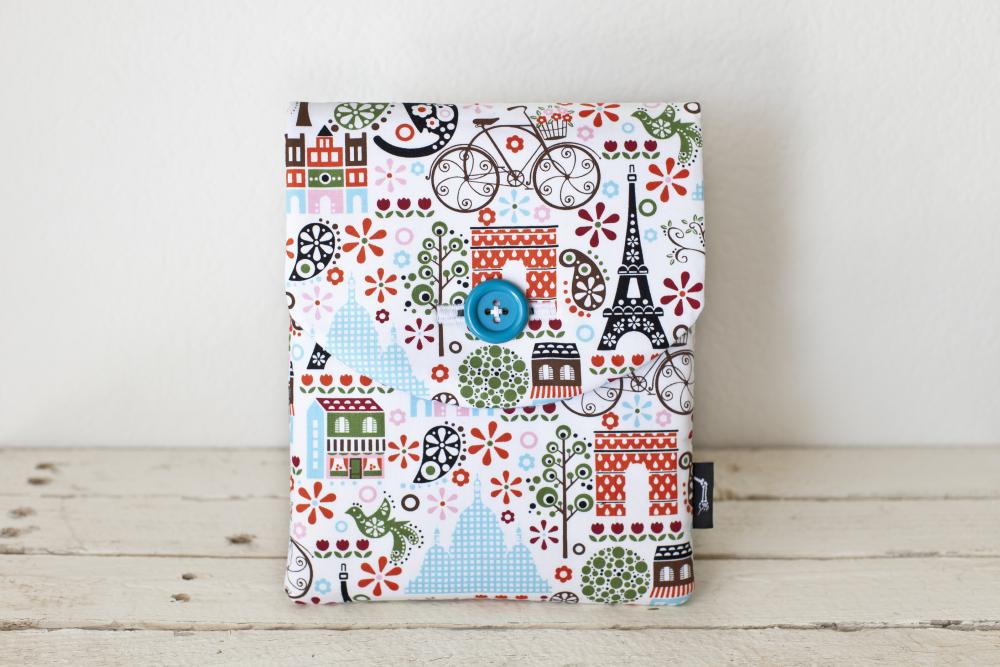 iPad Case - Paris Birds Bicycles Trees - Padded with Pocket