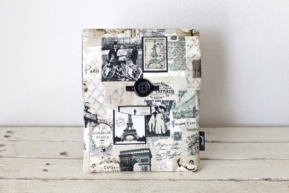 iPad Case - Paris Vintage Postage - Padded with Pocket