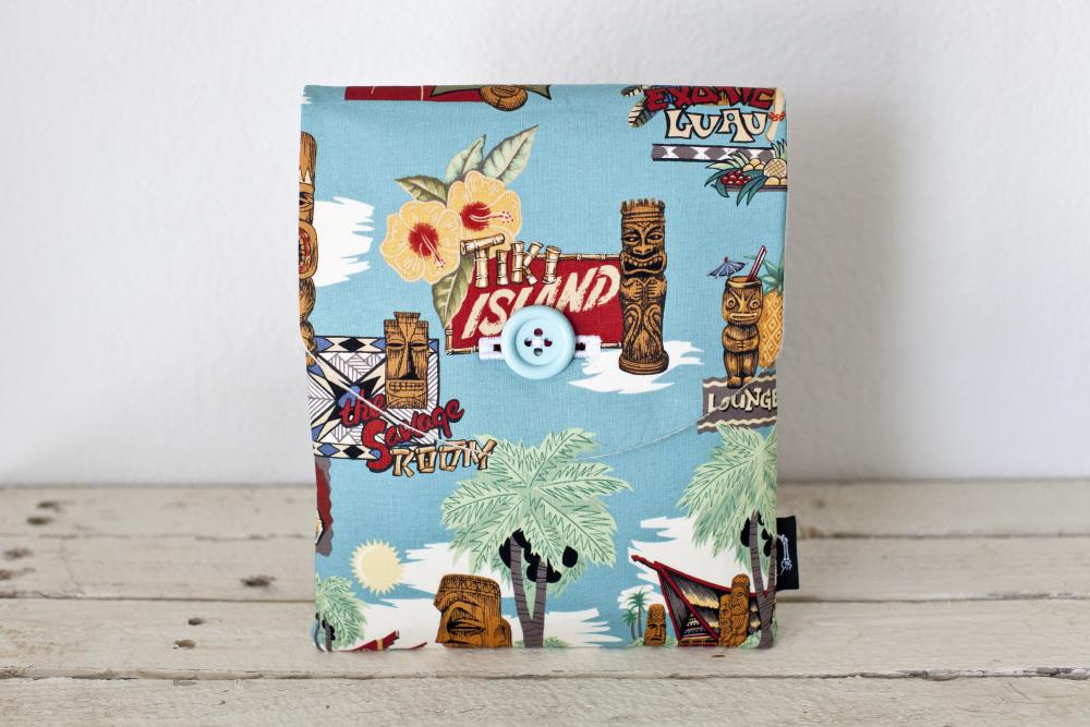 iPad Case - Tiki Island Blue Palm Tree - Padded with Pocket