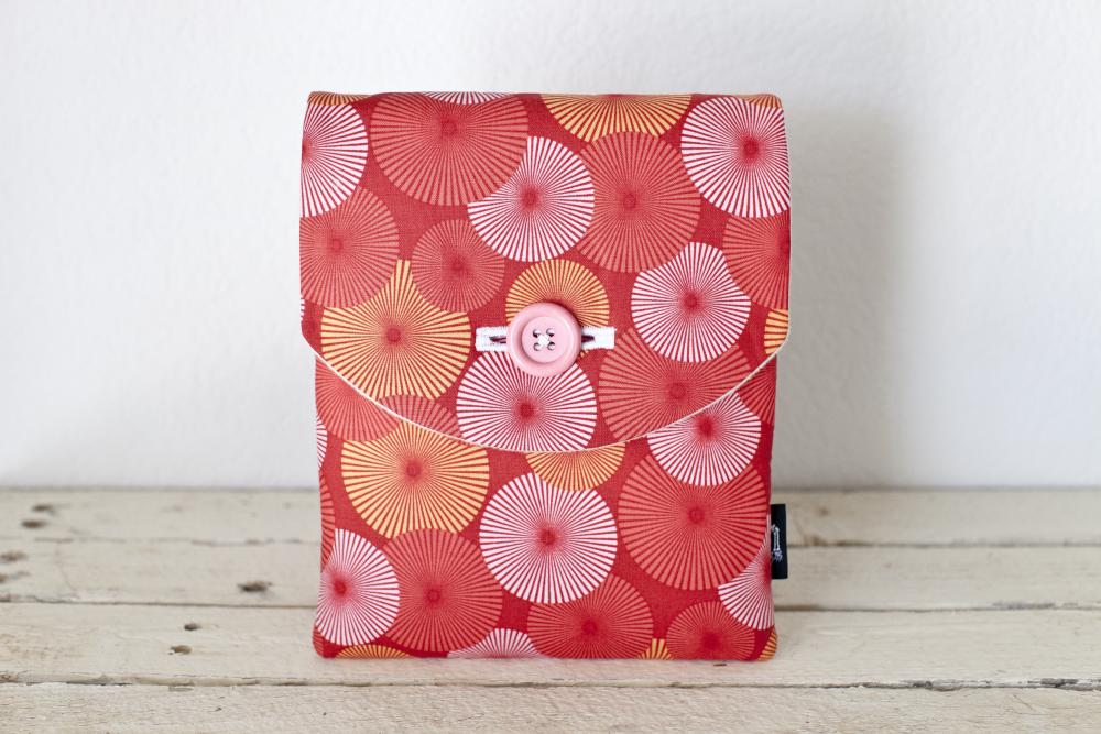 iPad Case - Coral Pink Peach Pinwheels - Padded with Pocket