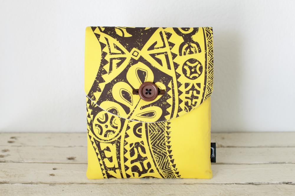 iPad Case - Tiki Fiji Yellow Brown - Padded with Pocket