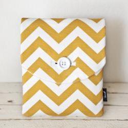 iPad Case - Chevron Yellow Gold White - Padded with Pocket