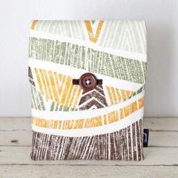 iPad Case - Tiki Tropical Orange Green Brown - Padded with Pocket