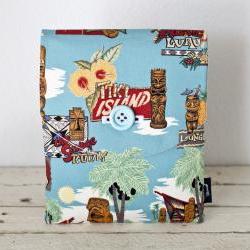 iPad Case - Tiki Island Blue Palm Tree - Padded with Pocket