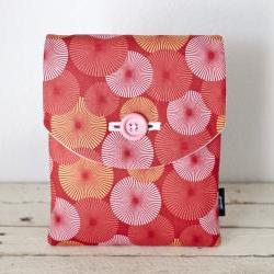 iPad Case - Coral Pink Peach Pinwheels - Padded with Pocket